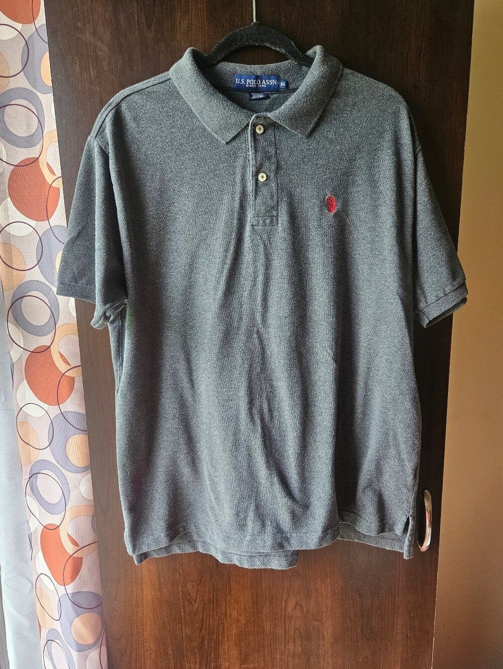 U.S. Polo Assn. Men's Dark Gray Polo with Red Logo Size XL